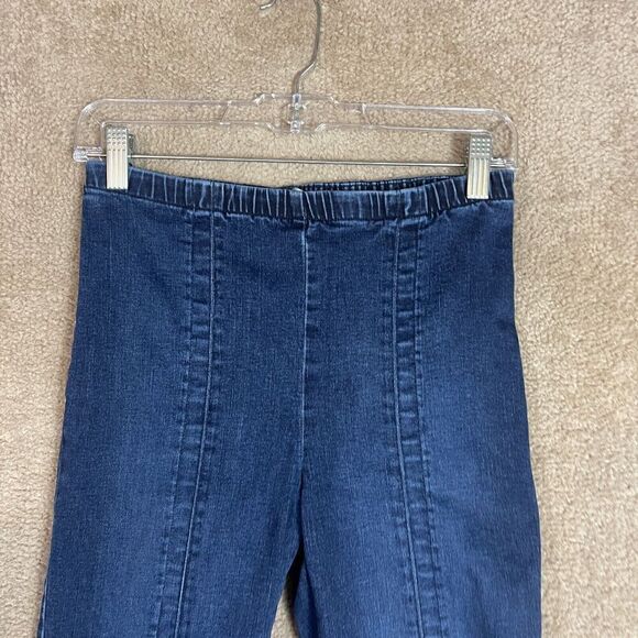 Bailey44 Khyber Pass Jeans Womens Small S‎ Blue Slit Flare Raw Hem Pull On Pants - Picture 3 of 13